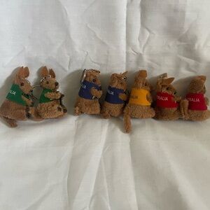 Vintage Australian Souvenir Kangaroo Keyring Clip-ons Key Ring Keychain Set Of 7
